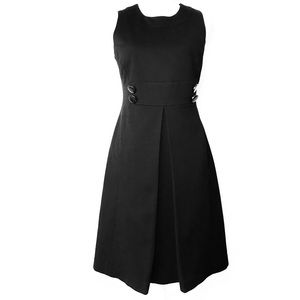 INC Black Pleated Sleeveless Dress w/ pockets Sz 6